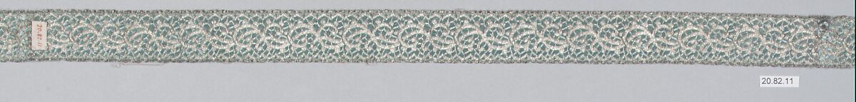 Ribbon, Silk and metal thread, possibly French 