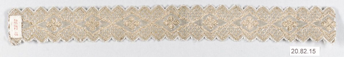 Ribbon, Silk and metal thread, possibly French 