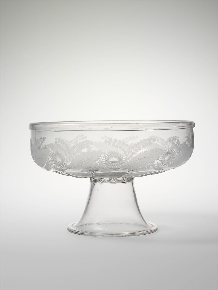 Compote, Benjamin Bakewell &amp; Co. (1809–1813) or, Blown-molded and engraved glass, American 