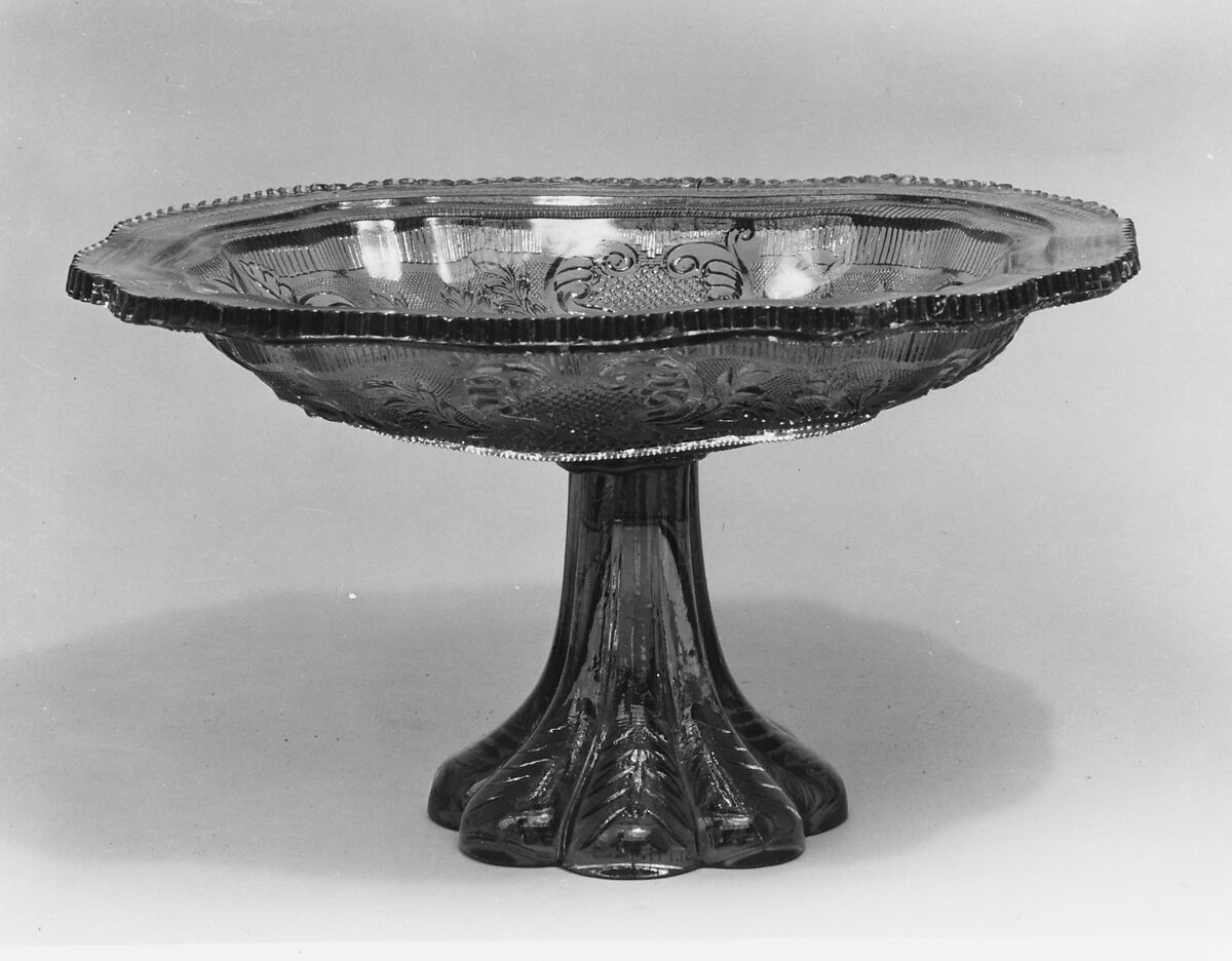 Compote, Possibly Boston &amp; Sandwich Glass Company (American, 1825–1888, Sandwich, Massachusetts), Lacy pressed glass, American 