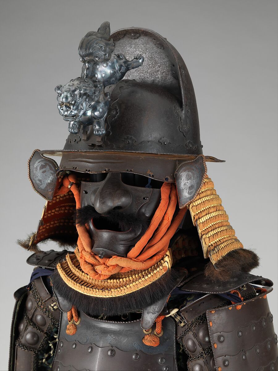 Armor (<i>Gusoku</i>), Iron, lacquer, silk, gilt copper, Japanese