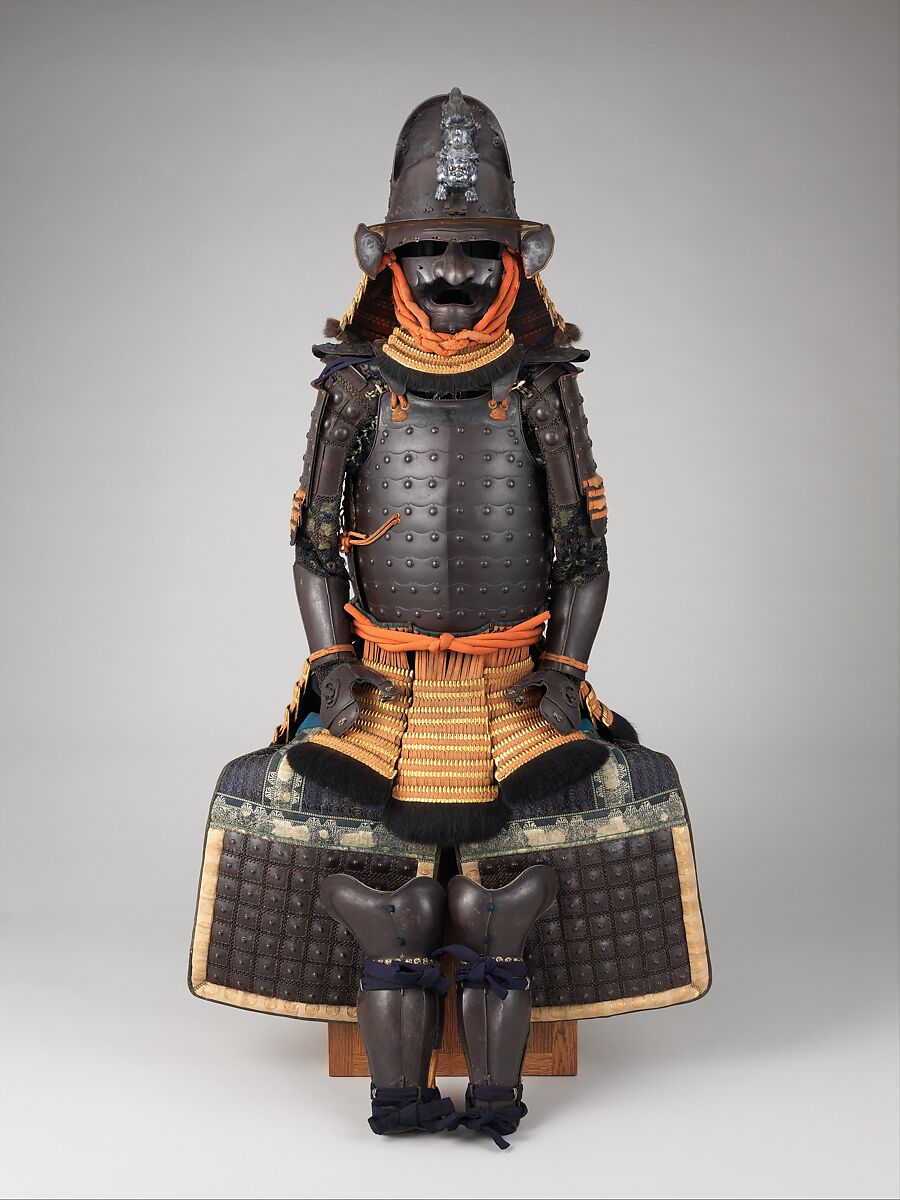 Armor (<i>Gusoku</i>), Iron, lacquer, silk, gilt copper, Japanese