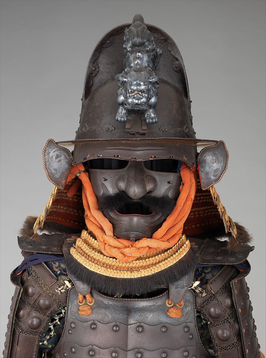 Armor (<i>Gusoku</i>), Iron, lacquer, silk, gilt copper, Japanese
