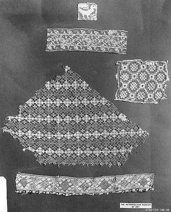 Fragment, Embroidered net, Italian