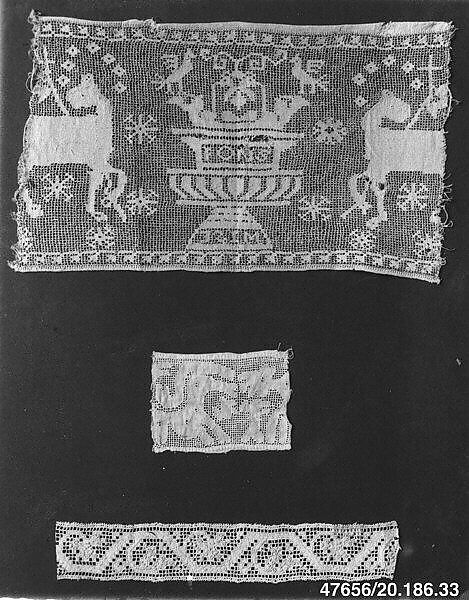Border, Linen, bobbin lace, Italian