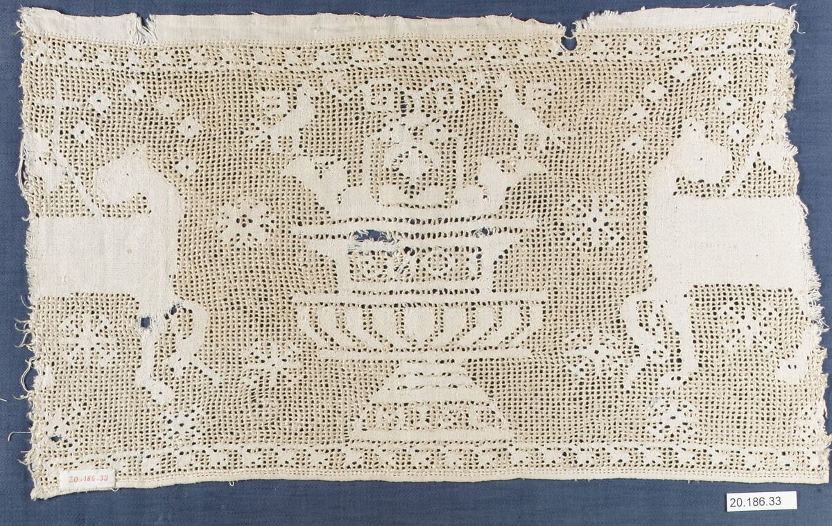 Border, Linen, bobbin lace, Italian