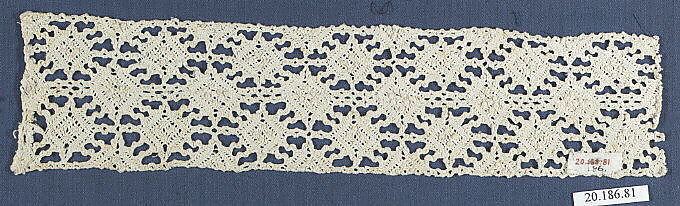 Insertion, Bobbin lace, Italian, Venice 