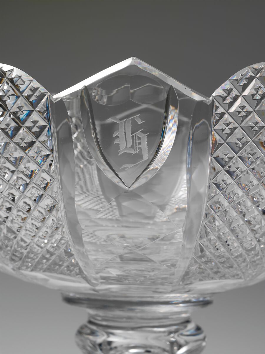 Compote, Cut and engraved glass, American