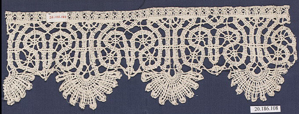 Edging, Bobbin lace, Italian, Genoa 