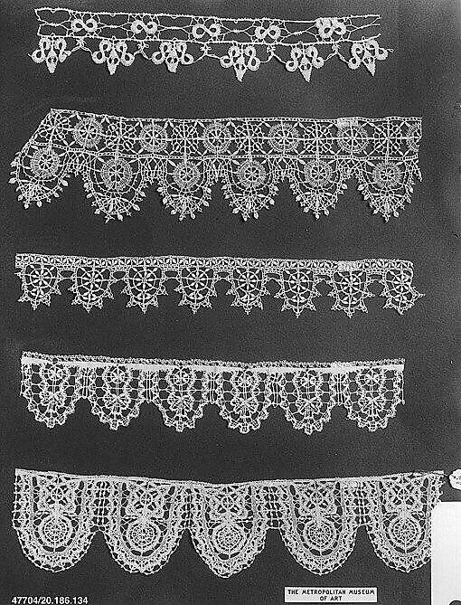 Edging, Bobbin lace, Italian, Venice 