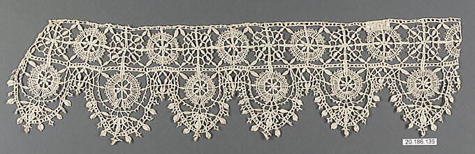 Edging, Bobbin lace, linen, Italian, Genoa 