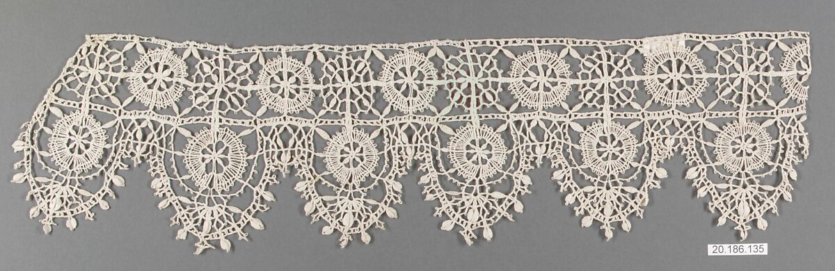 Edging, Bobbin lace, linen, Italian, Genoa