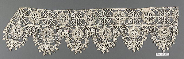 Strip of bobbin lace made after Italian example from the 17th century,  Strip of natural-colored bobbin lace: ribbon lace. Made after Italian  example from the 17th century. - Album alb4474724, Lace Ribbon 