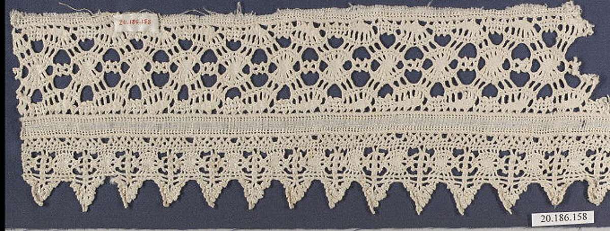 Edging and insertion, Bobbin lace, Italian, Venice 