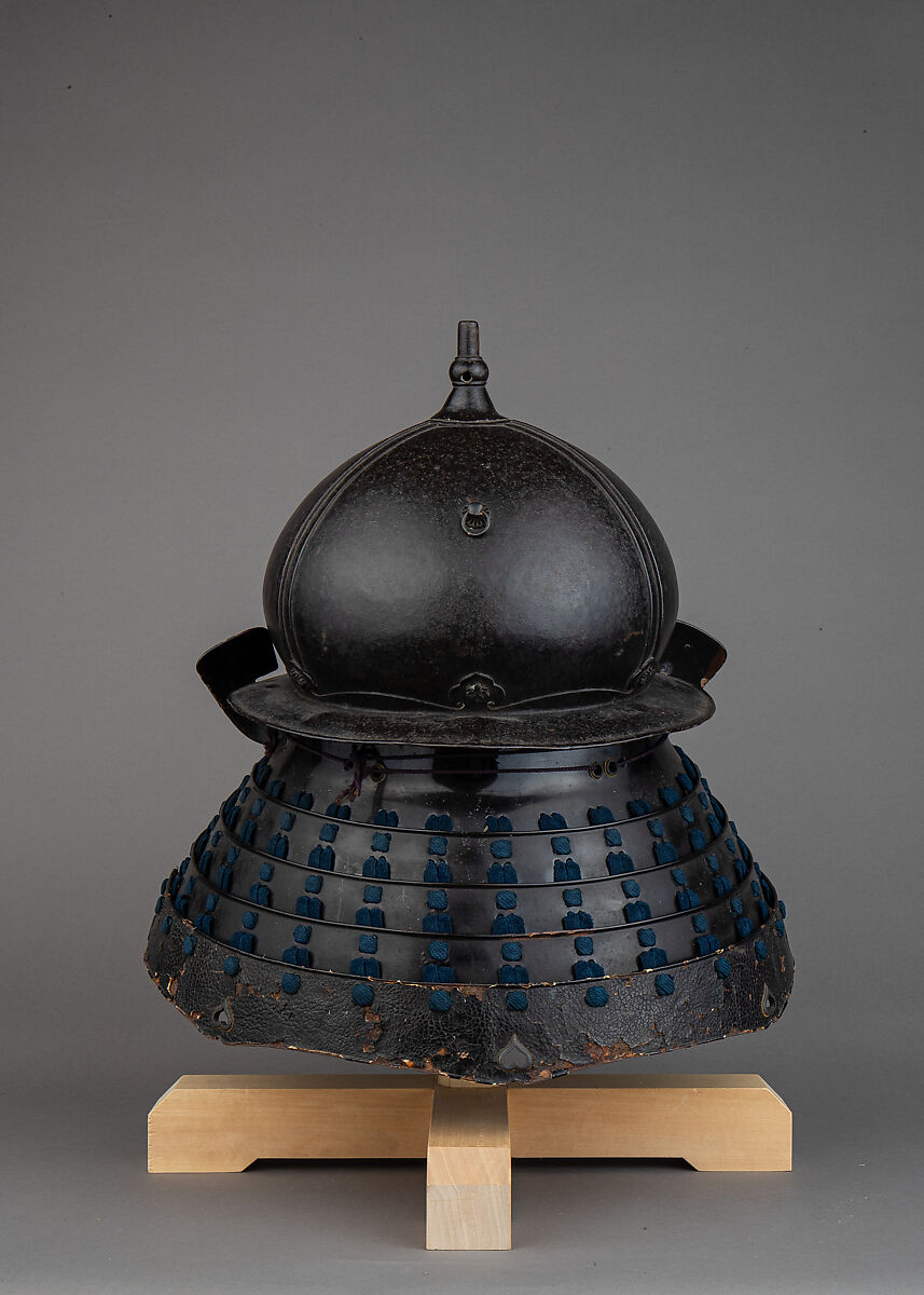 Helmet (Kabuto), Iron, leather, textile, lacquer, Japanese