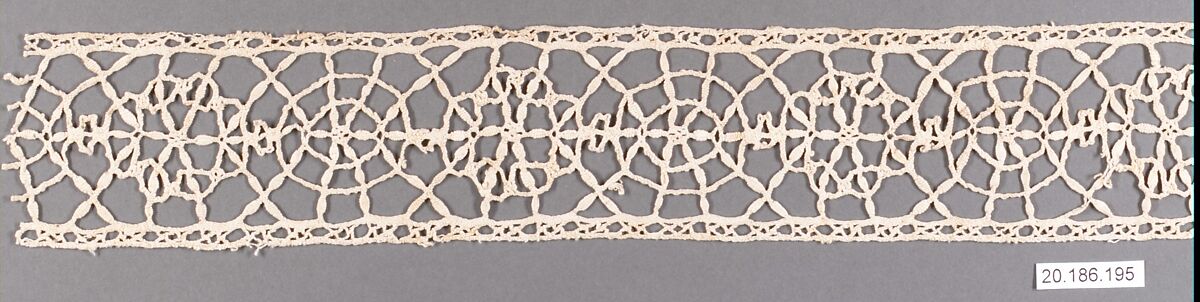 Insertion, Bobbin lace, Italian, Liguria 