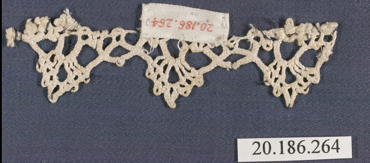 Fragment of edging, Bobbin lace, Italian, Venice