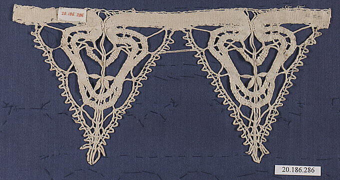 Fragment of edging, Bobbin lace, Italian 