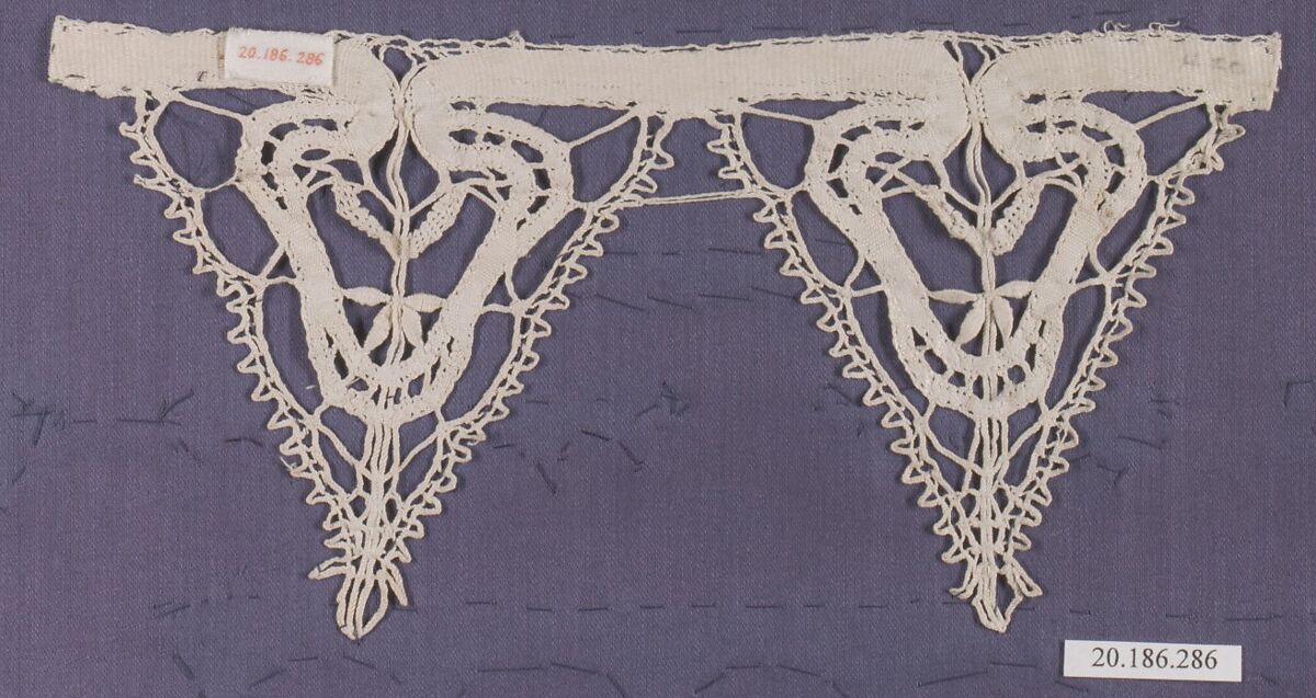 Fragment of edging, Bobbin lace, Italian