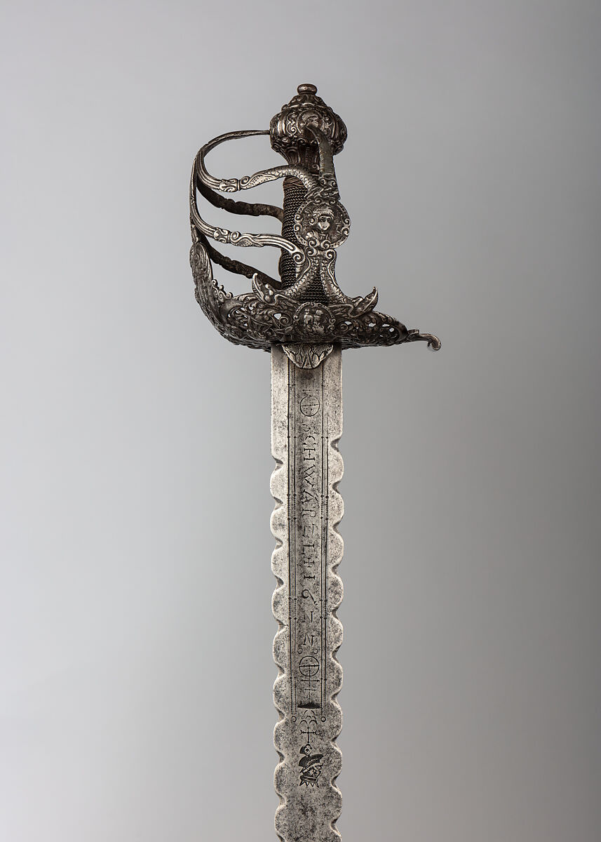 Blade by Johannes Wundes the Younger Basket-hilted Sword hilt, British; bla...