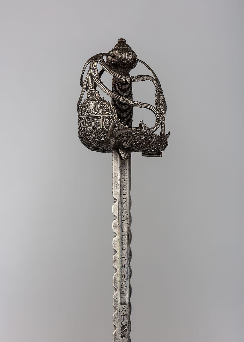 Basket-hilted Sword, Blade by Johannes Wundes the Younger (Germany, Solingen, active mid-17th century), Steel, wood, silver, hilt, British; blade, German