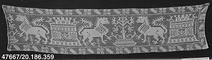 Border, Embroidered net, buratto, possibly German 
