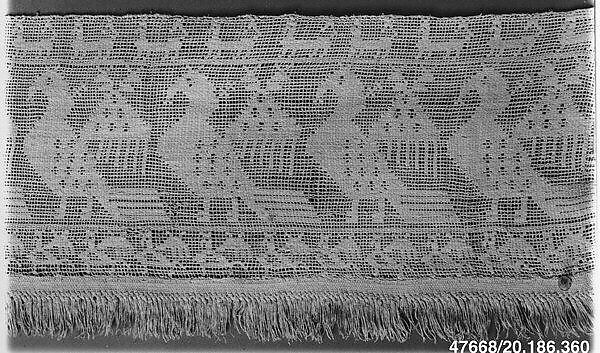 Border, Embroidered net, buratto, Italian, Sicily 