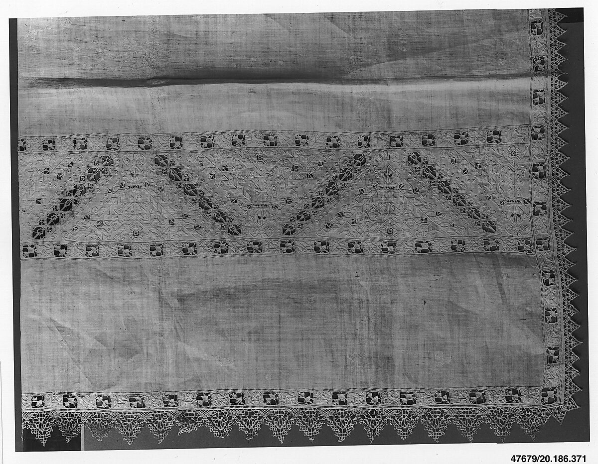 Altar cloth, Linen, cutwork, Italian, Venice 