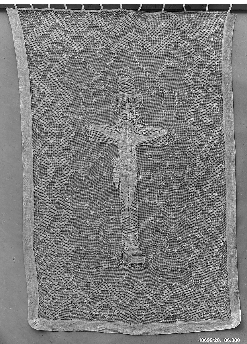 Hanging, Embroidered net, German 