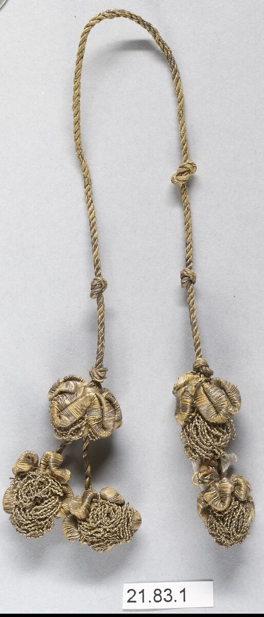 Pair of tassels, Silk and metal thread, Italian 