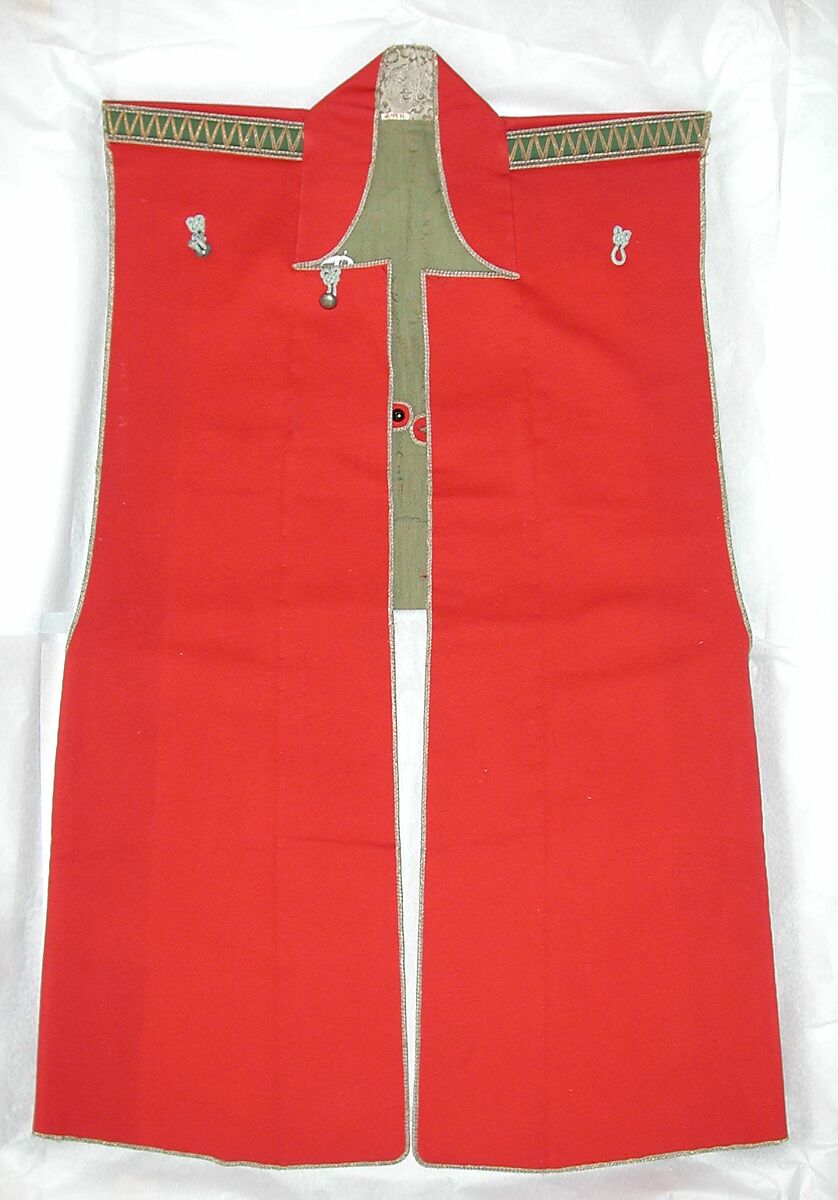 Surcoat (<i>Jinbaori</i>), Wool, silk, metallic yarns, velvet, glass, Japanese 