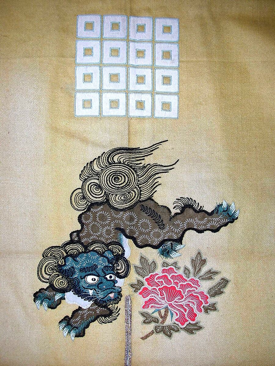 Surcoat (<i>Jinbaori</i>), Wool, silk, metallic yarns, glass, Japanese