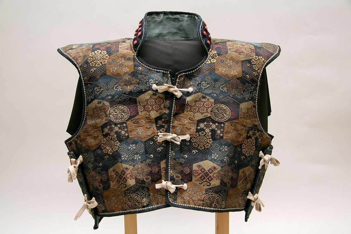 Armored Vest (Manchira), Silk brocade, iron, Japanese 