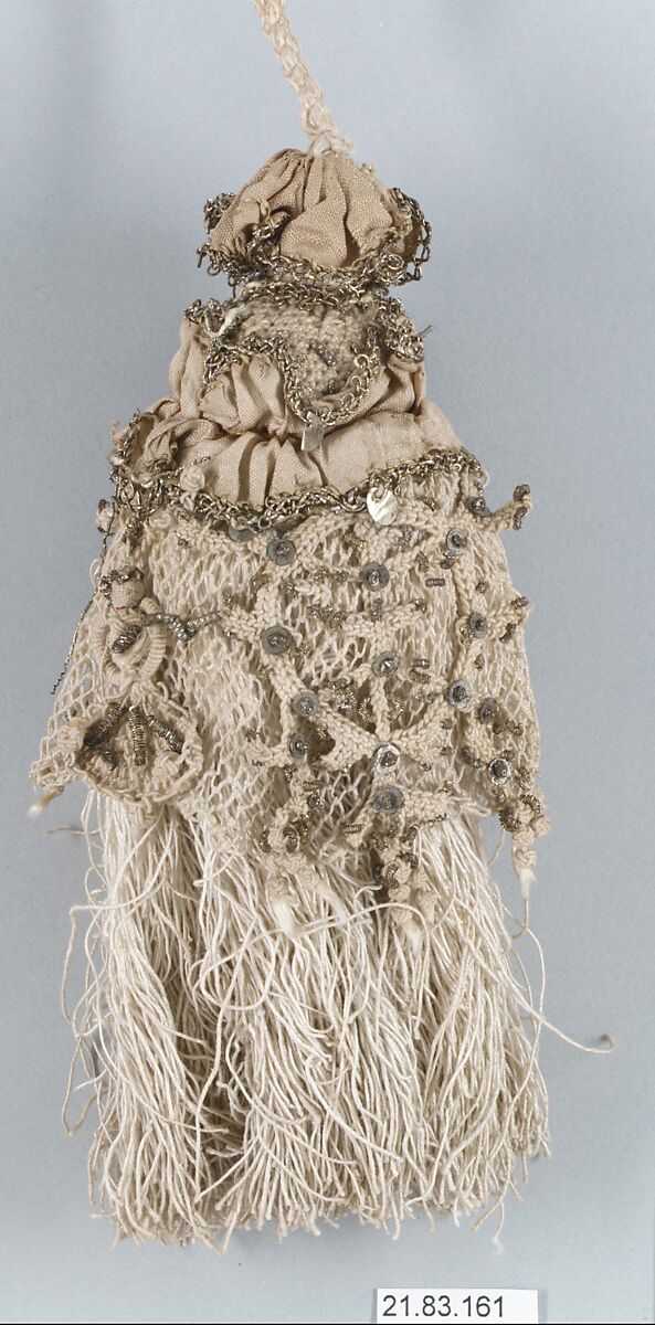 Pair of tassels, Linen and metal thread, Italian 
