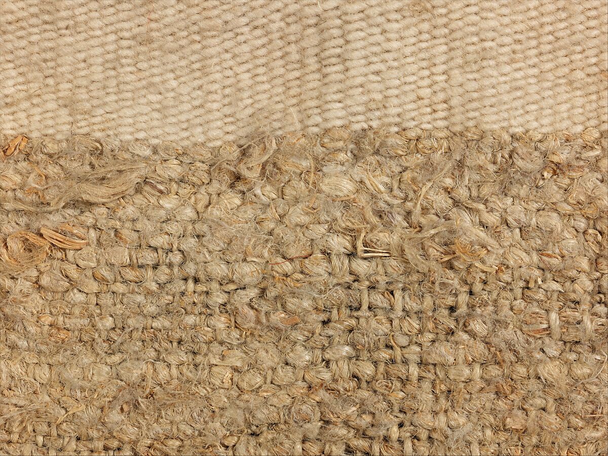 Towel “Prosop de Culme”, Plain weave and tapestry weave; warp: undyed hemp, Z spun, 5–6 per cm; weft: undyed hemp, Z spun, 4–5/cm; dyed cotton, Z Spun, 20 per cm, Romanian