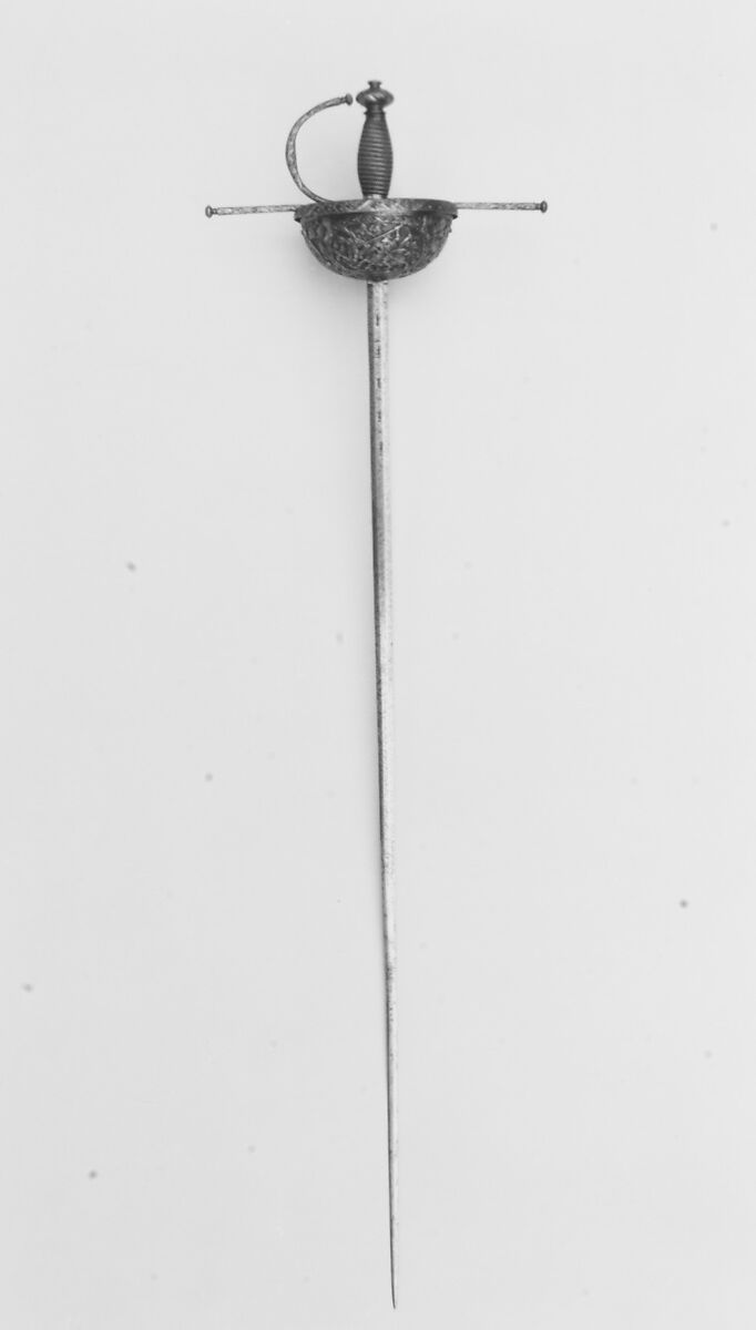 Cup-Hilted Rapier, Cup signed Carlo Piccinino (Italian, Milan, active ca. 1650–75), Steel, iron, Italian, Milan; blade, German, Solingen