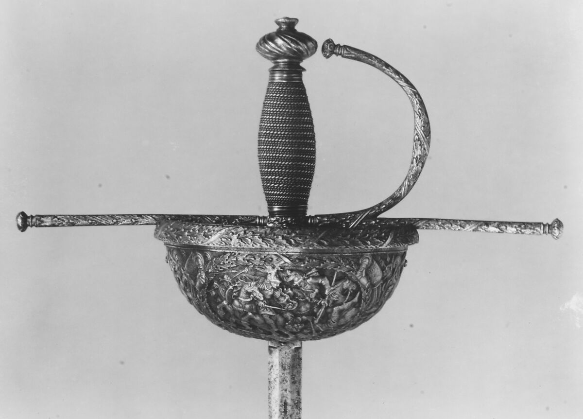 Cup-Hilted Rapier, Cup signed Carlo Piccinino (Italian, Milan, active ca. 1650–75), Steel, iron, Italian, Milan; blade, German, Solingen