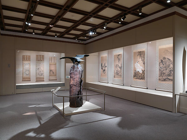 Eagle with Outstreched Wings, Attributed to Suzuki Chōkichi (Japanese, 1848–1919), Iron, pigment, shakudo, shibuichi, wood, Japanese