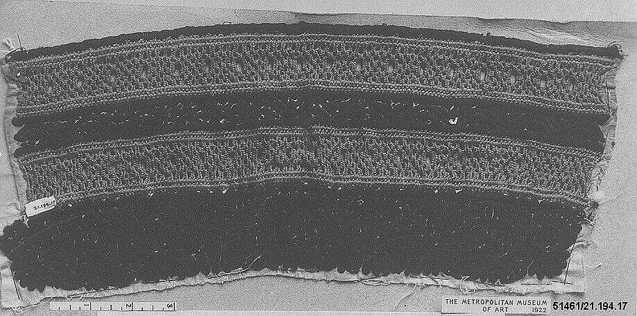 Cuff, Wool on linen, Romanian, Banat district