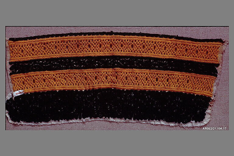 Cuff, Wool on linen, Romanian, Banat district 