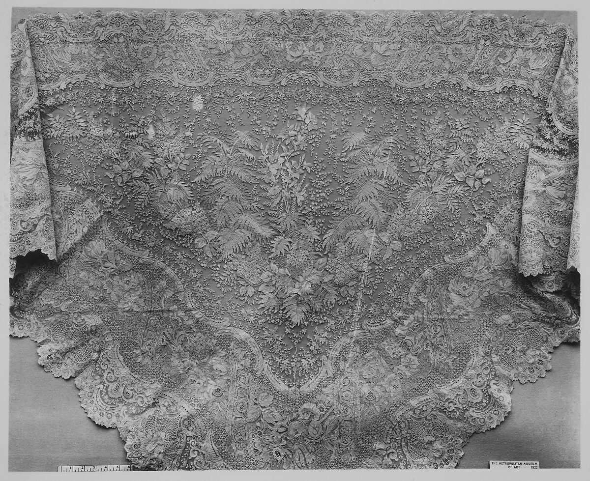 Shawl, Needle lace, Point de Gaze, French