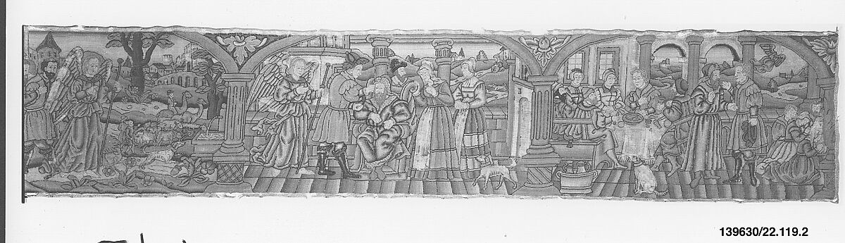 Panel, Silk and metal thread on canvas, Southern Netherlandish