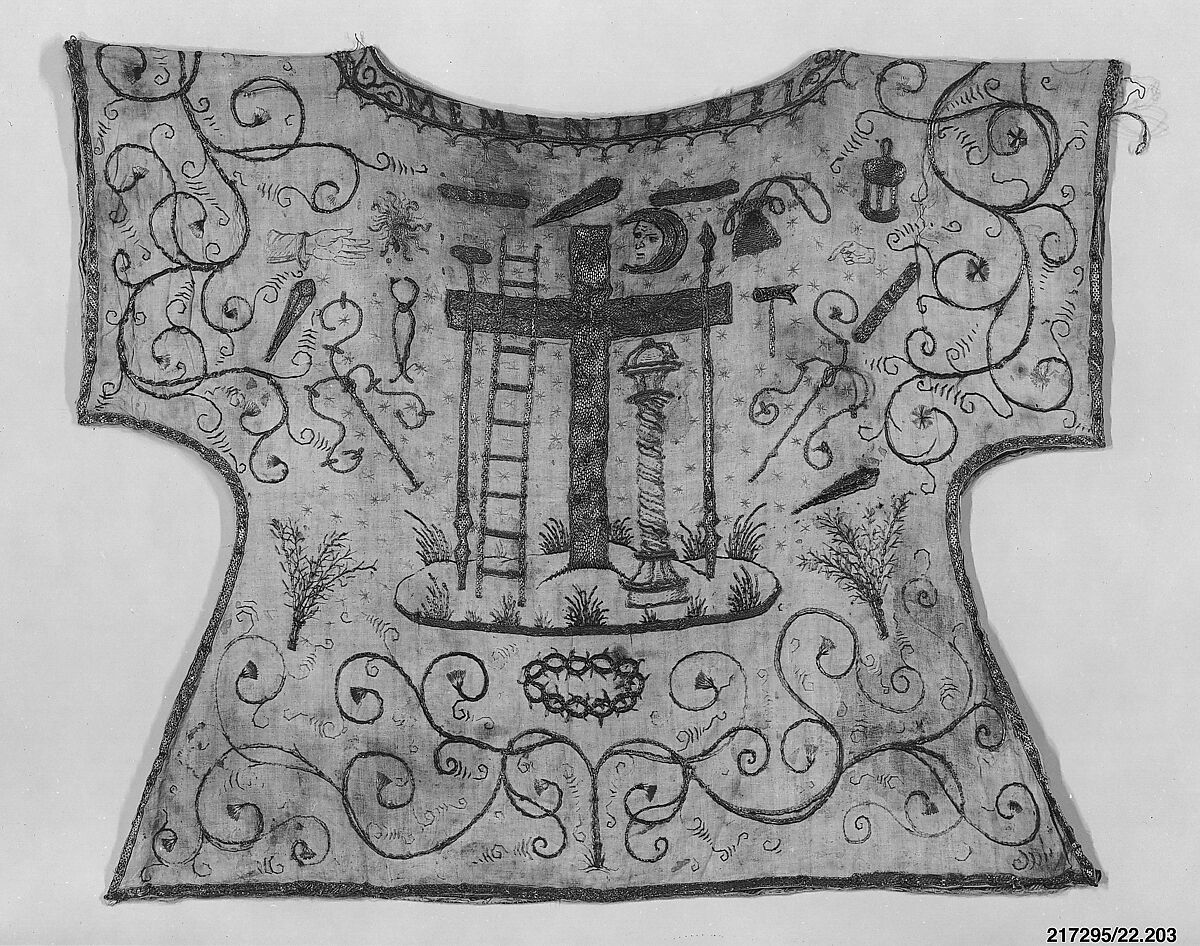 Statue robe, Silk and metal thread on linen, French