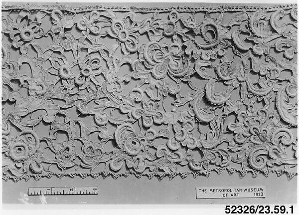 Flounce, Needle lace, gros point lace, bobbin lace, Italian, Venice