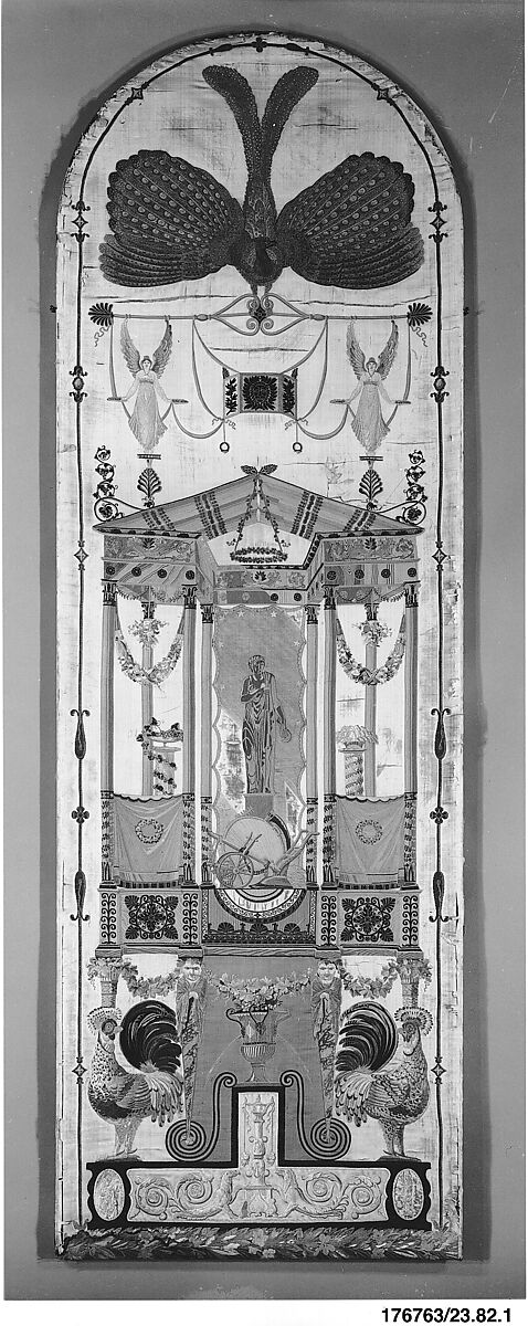 Pair of wall panels, attributed to Jean Démosthène Dugourc (French, Versailles 1749–1825 Paris), Silk and metal thread on silk, French