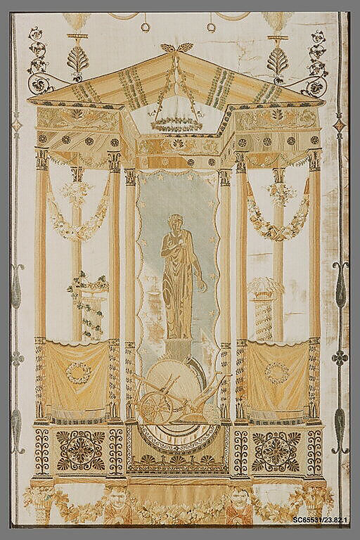 Pair of wall panels, attributed to Jean Démosthène Dugourc (French, Versailles 1749–1825 Paris), Silk and metal thread on silk, French