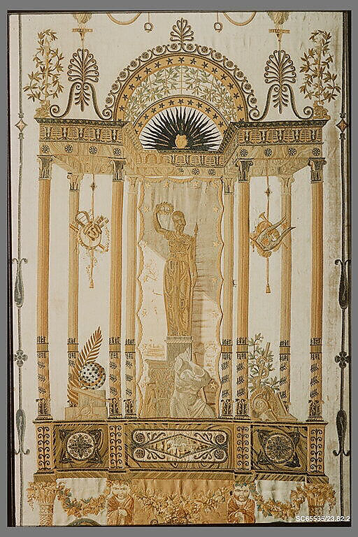 Pair of wall panels, attributed to Jean Démosthène Dugourc (French, Versailles 1749–1825 Paris), Silk and metal thread on silk, French