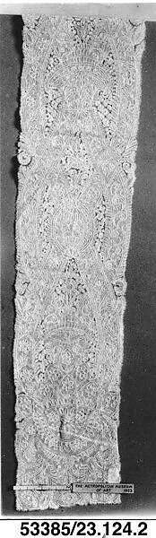 Lappet (one of a pair), Bobbin lace, point d'Angleterre, Flemish 