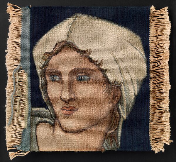 Head of a Woman, Designed by Sir Edward Burne-Jones (British, Birmingham 1833–1898 Fulham), Wool (15 warps per inch, 6 per cm.), British, Merton Abbey 