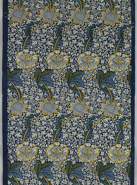 Kennet, Designed by William Morris (British, Walthamstow, London 1834–1896 Hammersmith, London), Cotton / indigo discharge and block-printed, British, Merton Abbey 